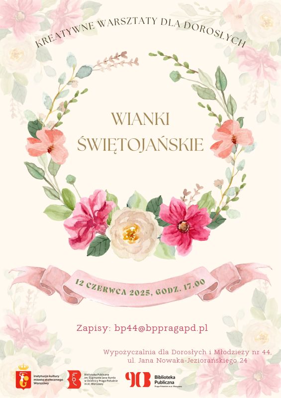 "Wianki świętojańskie" - warsztaty da dorosłych w Bibliotece w Terminalu