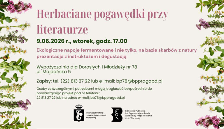 Zapraszamy serdecznie na kolejne spotkanie z cyklu Herbaciane pogawędki, tym razem tematem będą Ekologiczne napoje fermentowane i nie tylko, na bazie skarbów z natury!